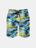 Men's Swim Trunks Hawaiian Tropical Palm Tree Beach Shorts with Pockets