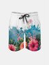 Men's Swim Trunks Hawaiian Tropical Hibiscus Flower Beach Shorts with Pockets