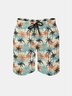 Men's Swim Trunks Hawaiian Tropical Palm Tree Beach Shorts with Pockets