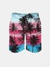 Men's Swim Trunks Hawaiian Tropical Palm Tree Beach Shorts with Pockets