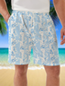 Moisture Wicking Striped Botanical Casual Shorts