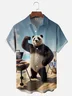Moisture-wicking Panda Barbecue Beach Chest Pocket Hawaiian Shirt