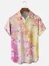 Moisture-wicking Cherry Blossom Gradient Chest Pocket Casual Shirt