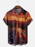 Moisture-wicking Patriotic American Flag Highway Chest Pocket Casual Shirt