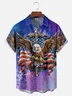 Moisture-wicking Patriotic American Flag Cross Eagle Chest Pocket Casual Shirt