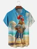 Moisture Wicking Beach Fun Chicken Chest Pocket Hawaiian Shirt