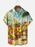 Moisture Wicking Beach Banana Music Party Chest Pocket Hawaiian Shirt