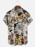 Moisture Wicking Funny Cat Chest Pocket Hawaiian Shirt