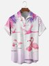 Moisture Wicking Floral Flamingo Chest Pocket Hawaiian Shirt