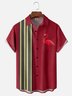 Moisture Wicking Striped Flamingo Chest Pocket Bowling Shirt