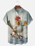 Moisture-wicking Kung Fu Ski Beer Chicken Rooster Chest Pocket Casual Shirt