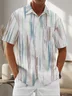 Moisture Wicking Geometric Lines Chest Pocket Hawaiian Shirt