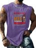 Mens Crewneck Tank Tops American Football Beer Beach Sleeveless Shirt