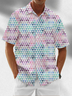 Moisture Wicking Geometric Gradient Color Block Chest Pocket Hawaiian Shirt