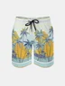 Men's Swim Trunks Hawaiian Tropical Palm Tree Beach Shorts with Pockets