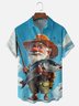 Moisture-wicking Fishing Fun Art Blue Chest Pocket Hawaiian Shirt