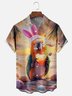 Moisture-wicking Easter Eggs Parrot Cocktail Coconut Tree Beach Chest Pocket Hawaiian Shirt