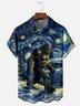 Moisture-wicking Bigfoot Starry Sky Chest Pocket Hawaiian Shirt