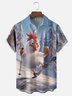 Moisture-wicking Fancy Skiing Chicken Beer Chest Pocket Hawaiian Shirt