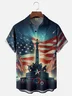 Moisture-wicking Memorial Day American Flag Moment of Silence Chest Pocket Casual Shirt