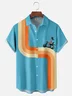 Moisture-wicking Motorcycle Lady Artistic Fun Blue Chest Pocket Bowling Shirt