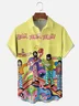 Moisture-wicking Hippie Art People Abstract Illustration Yellow Chest Pocket Casual Shirt
