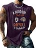 Mens Crewneck Tank Tops Good Day Coffee Dachshund Beach Sleeveless Shirt