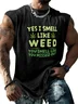 Mens Crewneck Tank Tops Smell Weed Beach Sleeveless Shirt