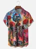 Moisture-wicking Music Rock Punk Skull Rose Chest Pocket Casual Shirt