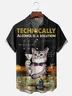 Tall Size Moisture-wicking Chemistry Cat Bartender Cocktail Chest Pocket Hawaiian Shirt