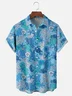 Moisture-wicking Marine Life Coral Sea Turtle Starfish Jellyfish Chest Pocket Hawaiian Shirt