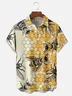 Tall Size Moisture-wicking Bee Art Illustration Chest Pocket Hawaiian Shirt