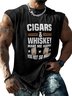 Mens Crewneck Tank Tops Cigars Whiskey Beach Sleeveless Shirt