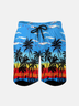 Men's Swim Trunks Hawaiian Tropical Palm Tree Beach Shorts with Pockets