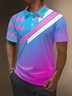 Moisture Wicking Geometric Polka Dot Stripes Gradient Color Golf Polo
