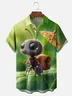 Moisture-wicking Fun Cute Insect Ant Holding Umbrella Chest Pocket Hawaiian Shirt