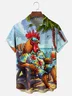 Moisture Wicking Beach Vacation Cock Chest Pocket Hawaiian Shirt