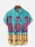 Moisture Wicking Funny Flamingo Chest Pocket Hawaiian Shirt