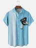 Moisture-wicking Pet Day Funny Cute Dog Blue Chest Pocket Bowling Shirt