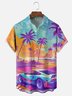 Moisture-wicking Muscle Car Coconut Tree Vacation Chest Pocket Hawaiian Shirt