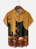 Moisture-wicking Black Cat Chips Cheese Chest Pocket Casual Shirt