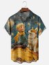 Moisture-wicking Pet Day Fantasy Art Owner and Dog Illustration Chest Pocket Casual Shirt