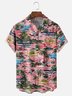 Moisture-wicking Airplane Island Coconut Tree Chest Pocket Hawaiian Shirt
