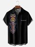 Moisture-wicking Mayan Art Tiger Chest Pocket Bowling Shirt