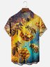 Moisture-wicking Bee Honey Honeycomb Gradient Color Chest Pocket Casual Shirt