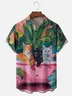 Moisture-wicking Cat Bathtub Chest Pocket Casual Shirt