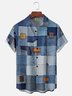 Moisture-wicking Artistic Abstract Denim Print Chest Pocket Casual Shirt