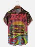 Moisture-wicking Fast Food Hamburger Pinkles Chest Pocket Casual Shirt