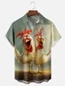 Moisture-wicking Two Fun and Cheerful Chickens Chest Pocket Hawaiian Shirt