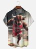 Moisture-wicking American Basketball Chicago Art Bull Chest Pocket Casual Shirt